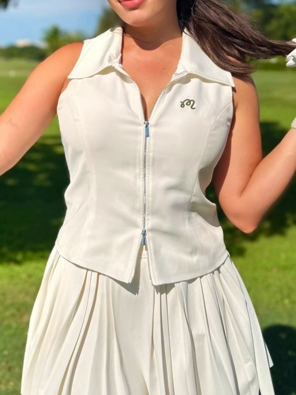 Malbon Gemma Polo Zip Up Blouse